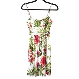 SPEEKLESS CLASSIC WHITE RED GREEN FLORAL DRESS SIZE SMALL